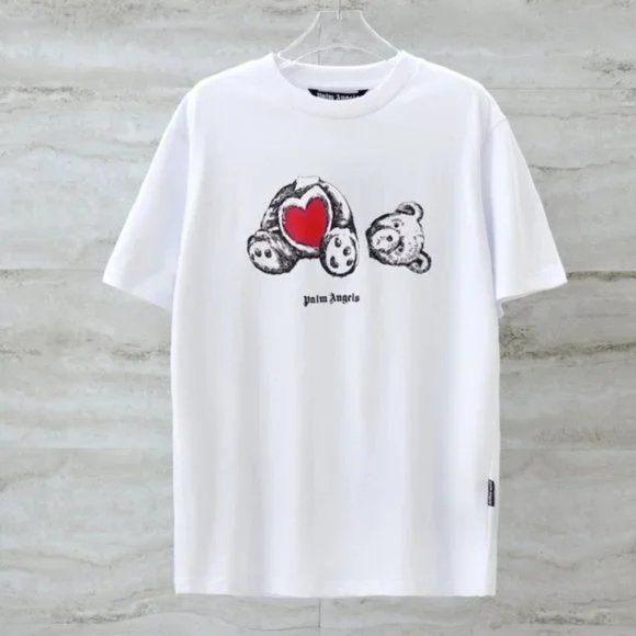 PALM ANGELS White Print Short Sleeve T-shirt - Picture 1 of 8